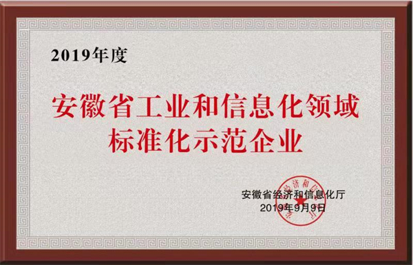 安徽省工業(yè)和信息化領(lǐng)域標準化示范企業(yè)